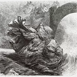 The death of Friedrich I in Calycadnus (Goksu), River of Cilicia. Date: June 1190