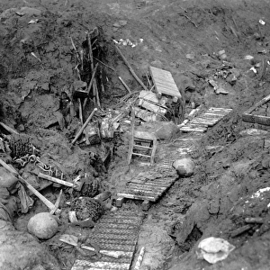 Debris in abandoned German trench, WW1