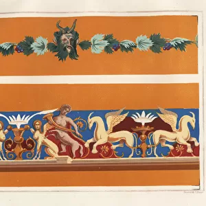 Decorative ornaments with centaurs and harpies in the oecus