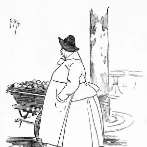 A delightful portrait of a Parisian Fruit Seller and barrow