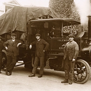 Four delivery men with Foden steam lorry