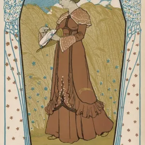 Summer Print: Woman Picking Cornflowers Summer Print: Woman Picking Cornflowers