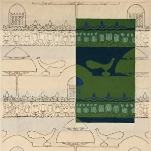 Design for frieze with garden pattern
