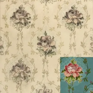 Pink Flower Design Print, Copy Paper, circa 1905 Pink Flower Design Print, Copy Paper, circa 1905