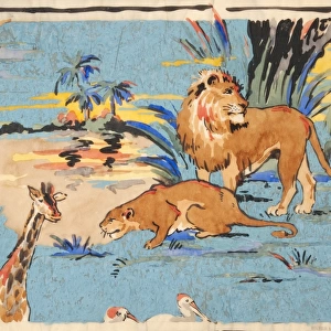 Design for printed textile with animals