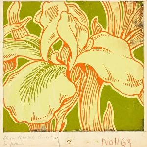 Design for printed textile with lily flower