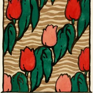 Design for Textile Print with Rows of Tulips Design for Textile Print with Rows of Tulips