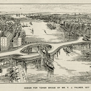 Design for Tower Bridge by F J Palmer, 1877