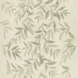 Design for Wallpaper with Grey Leaves Print Design for Wallpaper with Grey Leaves Print