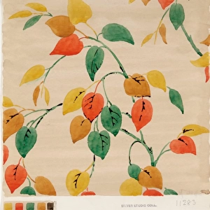 Design for Woven Textile with colourful leaves