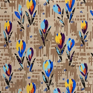 Design for Woven Textile with crocuses