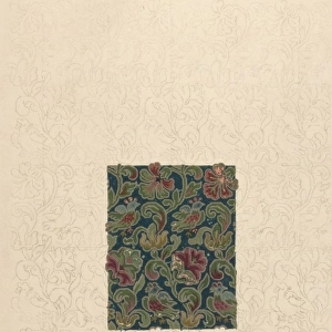 Design for Woven Textile with flowers and leaves