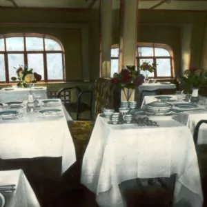 Dining room aboard the Graf Zeppelin LZ 127 colour tinted