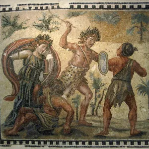 Dionysus fighting with the Indians. Mosaic. Palazzo Massimo