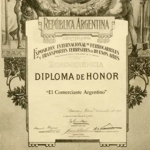 Diploma of Honour, International Exhibition, Argentina