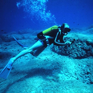 Diver on the seabed off the coast of Malta