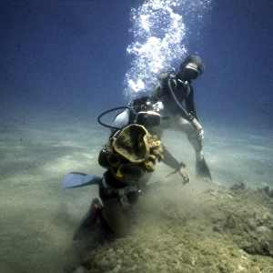Divers on the seabed off the coast of Malta
