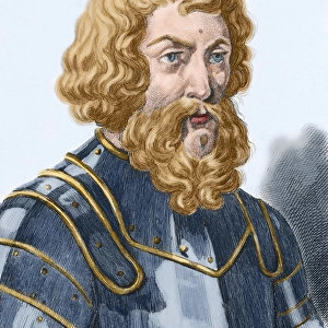 Dmitry Donskoy (1350-1389). Colored engraving