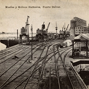 Docks and mills, Puerto Galvan, Argentina, South America