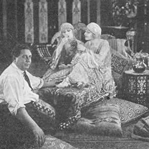 The Dolly Sisters and director Leonce Perret on the set of the film The Million Dollar