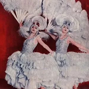 The Dolly Sisters in feather creations