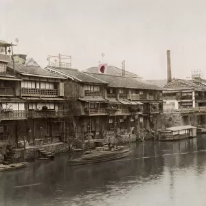 Dotonbori Osaka, buildings facing the canal, Japan