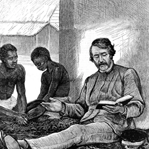 Dr. Livingstone reading the Bible to some of his African hel