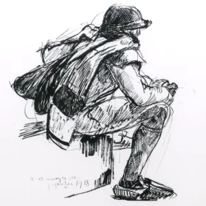 Drawing of a French soldier, WW1