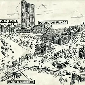 Drawing of Hyde Park Corner after 1963