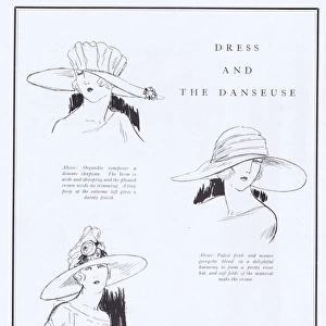 Dress and the Danceuse - three fashionable hat designs, 1922