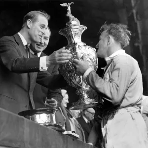 Duke of Edinburgh presenting trophy at Rugby League final