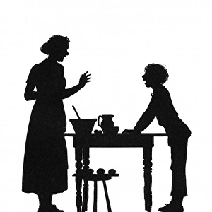 Dunderpate and his mother with the baking