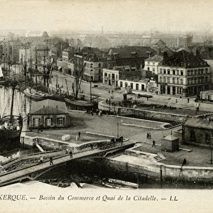 Dunkirk, France - Bassin du Commerce marina and city quay