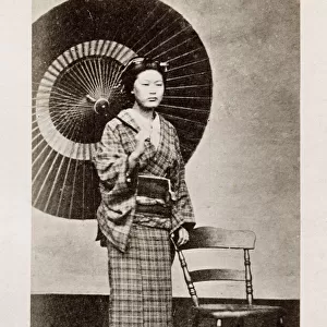 Early Japanese portrait: woman with umbrella
