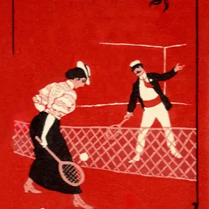 Early version of man and woman tennis Date: 1900