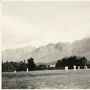 Early view of Newlands Cricket Ground, Cape Town, South Africa with Table Mountain in the