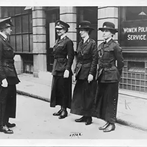 Four early women police officers in uniform, WW1