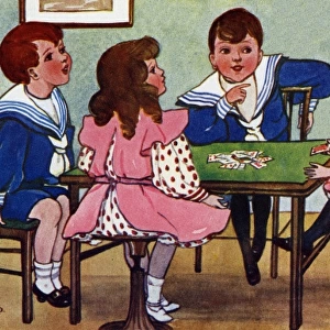 Edwardian children playing cards