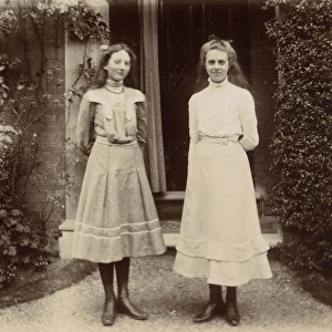 Two Edwardian girls in a garden