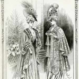 Edwardian women in evening coats 1905