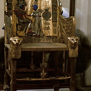 Egyptian art. Tutankhamuns Gold Throne. 18th Dynasty. New K