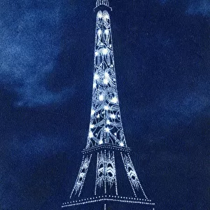Eiffel Tower in Paris, France, illuminated by Philips bulbs