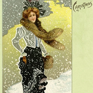 Elegant woman in the snow