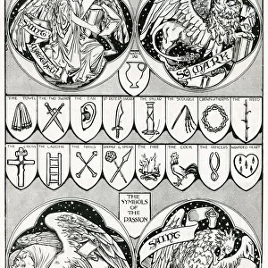 Emblems of the Evangelists and The Passion. The symbols of the four Evangelists