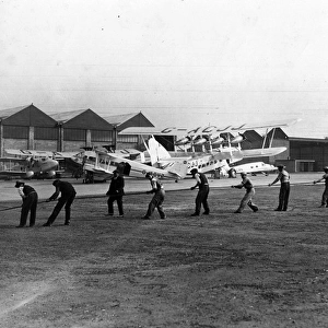 Engineers laying a new electric cable at Croydon Airport