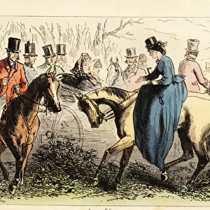 English aristocrat in a carriage ignoring a handshake