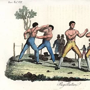 English bare-knuckle boxers prize-fighting