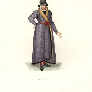 English noble, 16th century, in damask coat