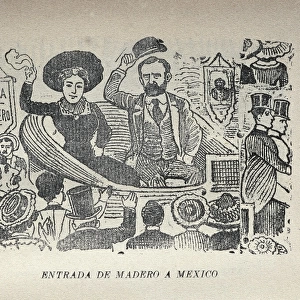 Entering Mexico, 1911. Engraving