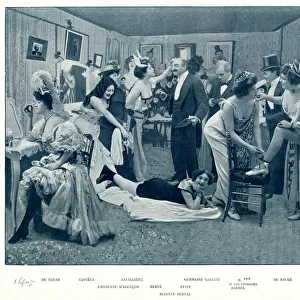 Entertaining admirers in a Parisian theatre dressing room